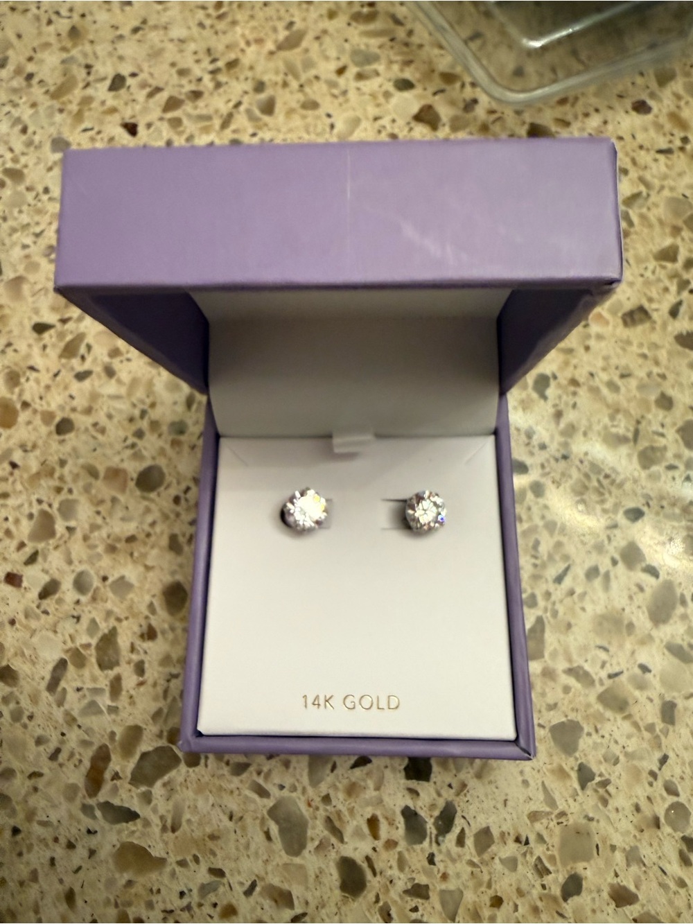 Theia 14K Gold Round Sparkling Stud Earrings - White